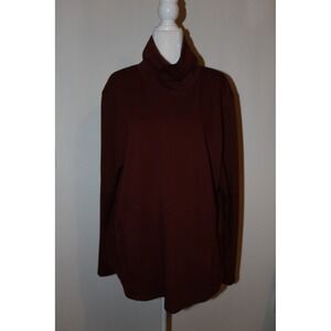Orvis Women's XL Burgundy Cowl Neck Long Sleeve Rayon Spandex Top NWOT